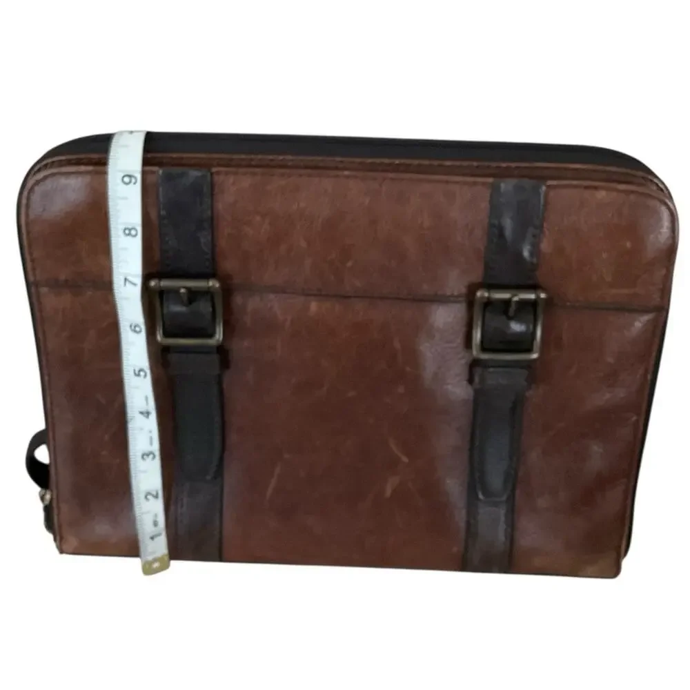 Vintage Fossil Brown Leather Messenger Bag Crossbody Strap